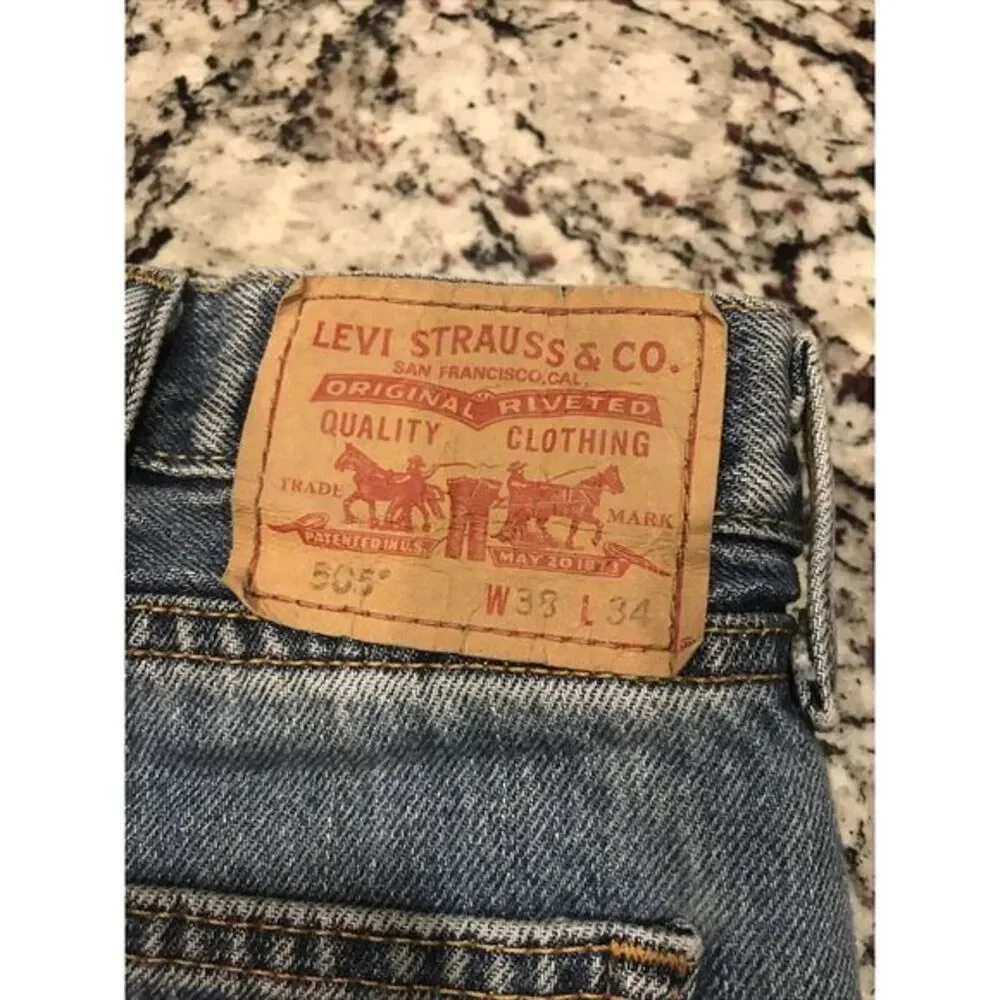 Vintage‎ Levi's Jeans - 505 Regular Straight Light Wash Size: 38x34